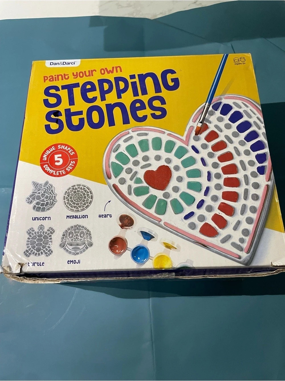 Dani & Darcy Paint Your Own Stepping Stones Craft Kit Purple Yellow Like New